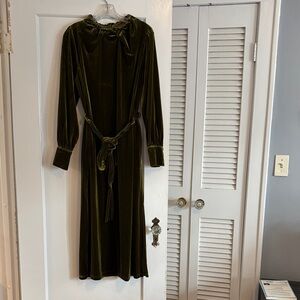 MELLODAY Dark Green Velvet Long Sleeve Dress